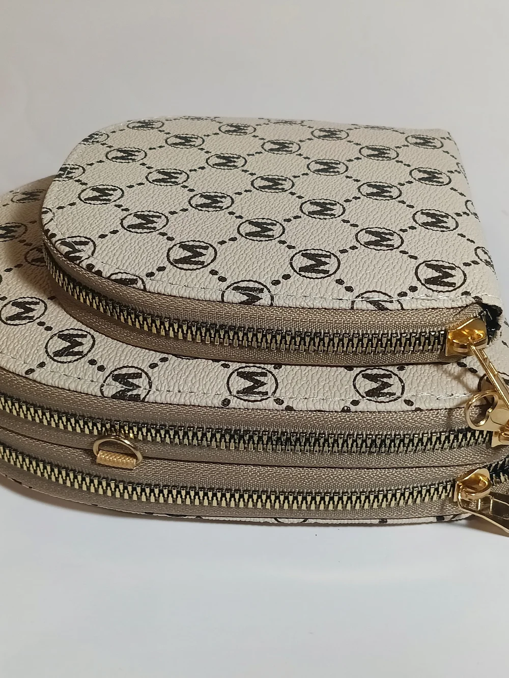 Mini Cream and Black Logo-Pattern Crossbody Bag, Essential Bags Brand New